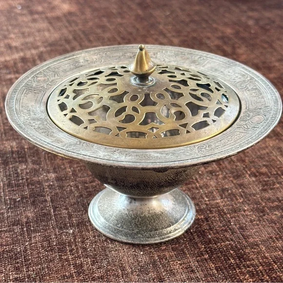 Sterling Silver Flower Arranger with Brass Screen - Picture 1 of 16